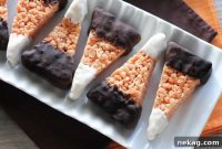 Autumn Candy Corn Chocolate Krispie Squares