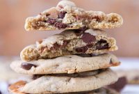 Brown Butter Snickers Caramel Core Chocolate Chip Cookies