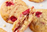 Velvet Raspberry White Chocolate Cookies