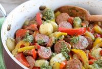 Satisfying Pesto Gnocchi with Sausage and Peppers