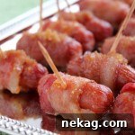 Bacon Wrapped Smokies with Brown Sugar, a classic game day or holiday appetizer.