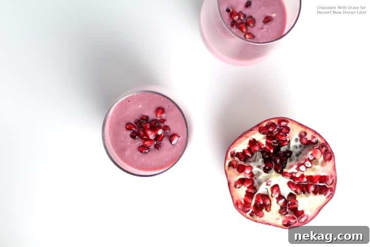 A Pomegranate Banana Smoothie that is healthy and delicious! A great treat for the new year!