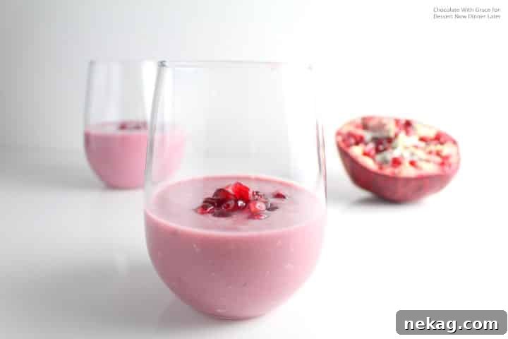 A Pomegranate Banana Smoothie that is healthy and delicious! A great treat for the new year!