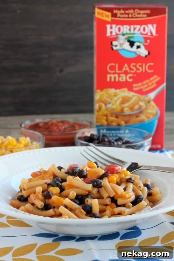Fiesta Mac and Cheese 4 Hearty Family Dinner: Southwestern Mac and Cheese with Black Beans and Corn