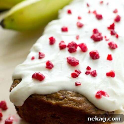 Berry Banana Bread with Cream Cheese Icing - finished product