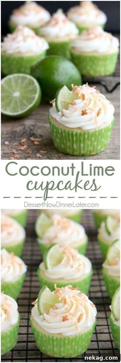 Stacked Coconut Lime Cupcakes, a delightful tropical treat.