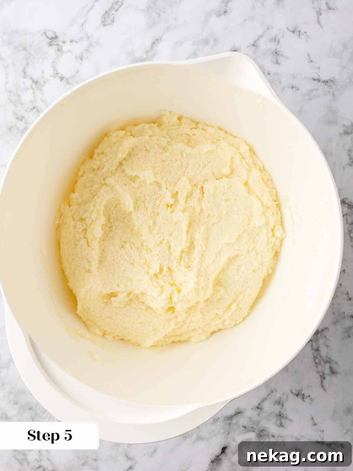Zesty Lemon Loaf 5 Creaming butter and sugar into a paste for the lemon pound cake.