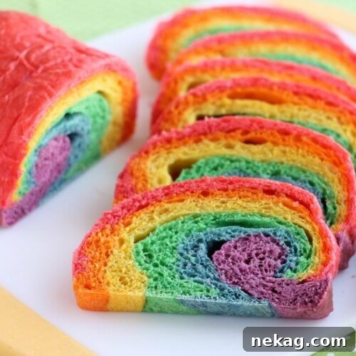 Step-by-step image of colorful dough portions, ready to be shaped into Rainbow Bread.