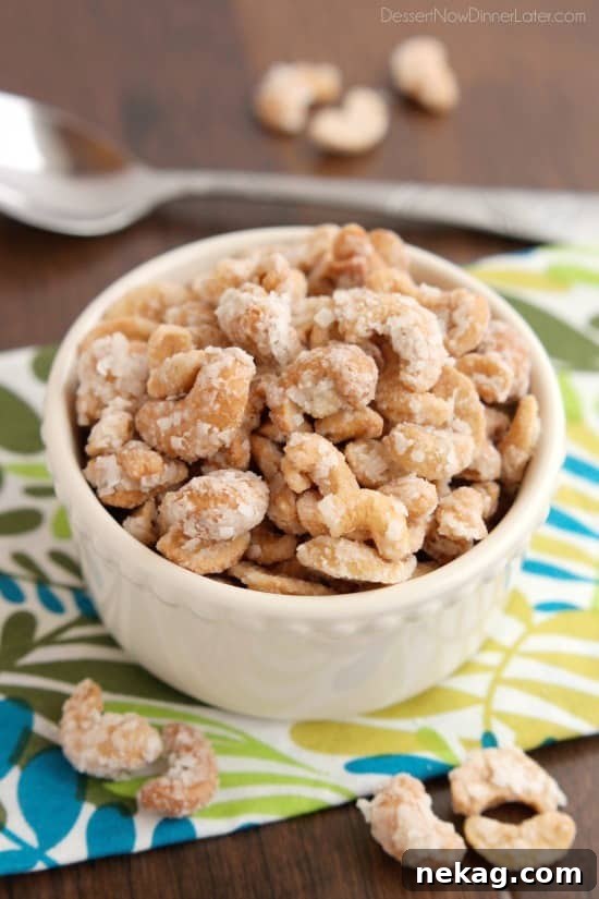 Toasted Coconut Cashews 2 These Coconut Cashews, inspired by Trader Joe's, are made with coconut milk, coconut oil, sugar, and coconut flakes to create some incredibly delicious candied nuts!