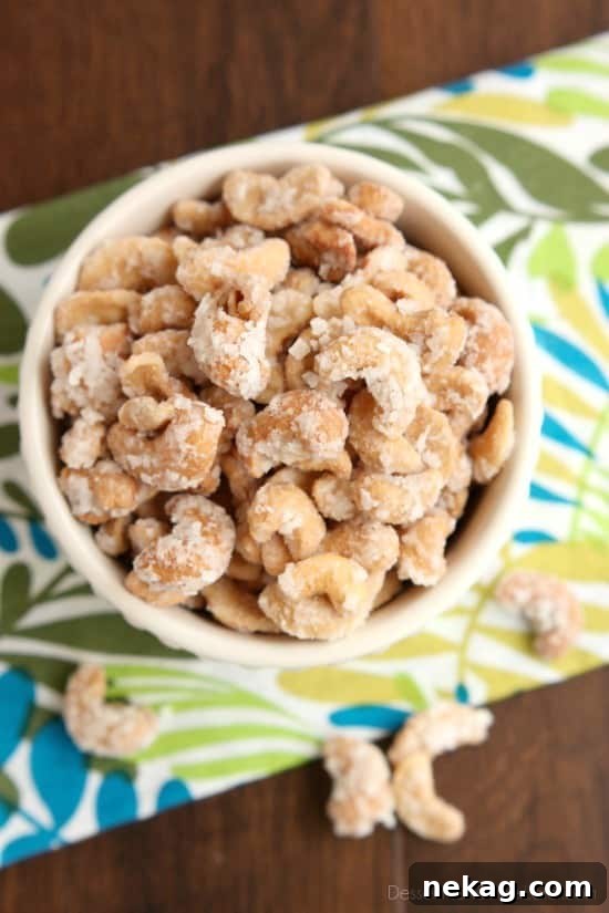 Toasted Coconut Cashews 4 These Coconut Cashews, inspired by Trader Joe's, are made with coconut milk, coconut oil, sugar, and coconut flakes to create some incredibly delicious candied nuts!