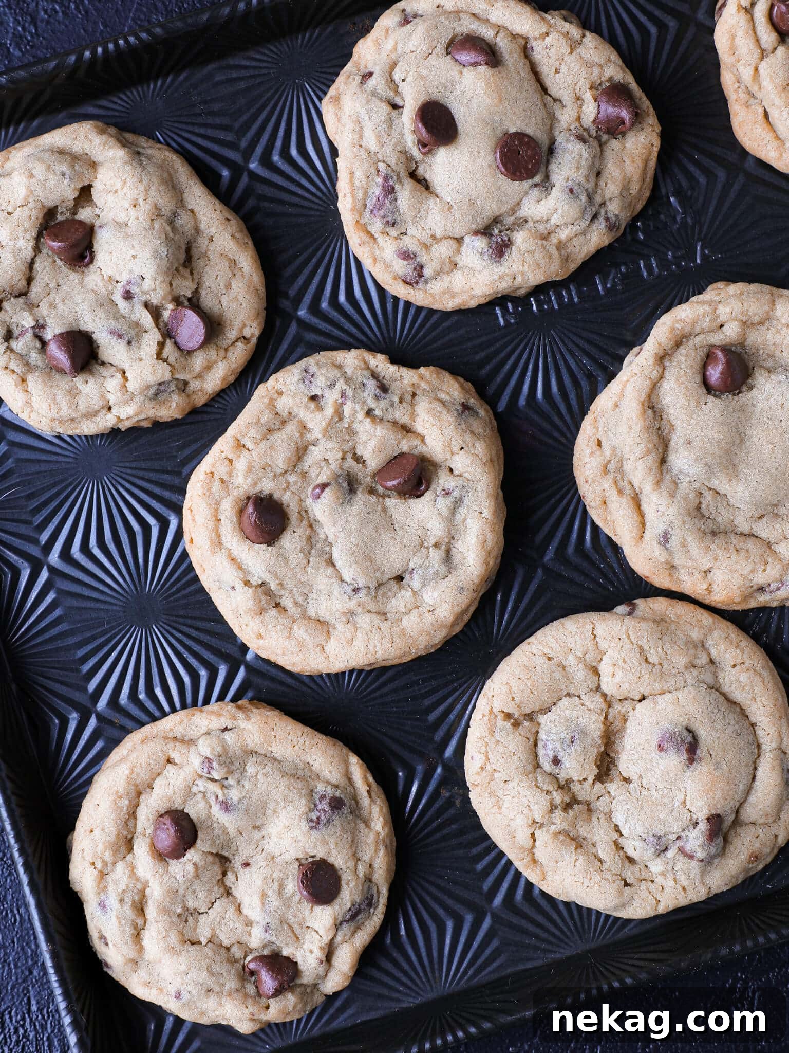 New York Times Chocolate Chip Cookies on black metal