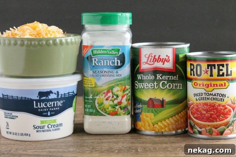 A bowl of freshly made Fiesta Ranch Dip, ready to be served at a party.