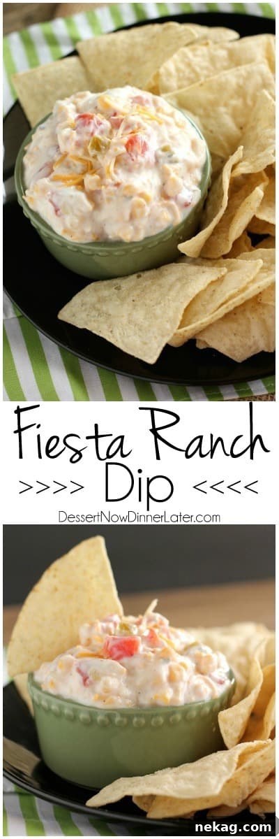 A final shot of Fiesta Ranch Dip in a serving bowl, garnished and ready for enjoyment.