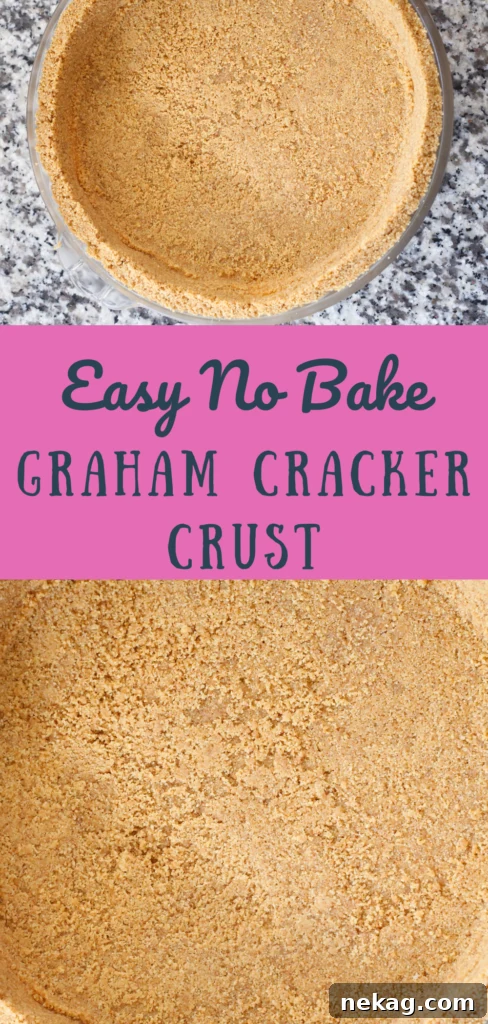 A close-up shot of the perfectly formed and pressed edges of a no-bake graham cracker crust in a pie dish.