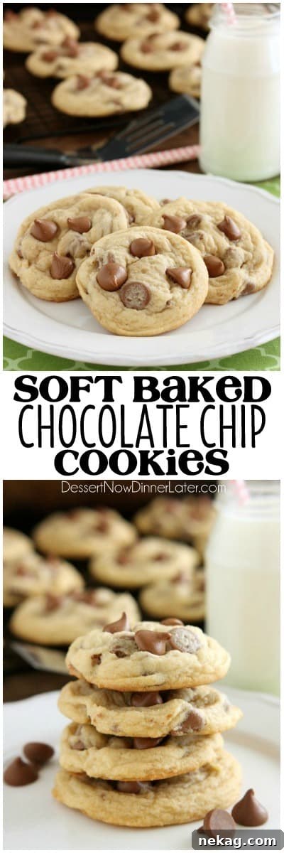 Irresistibly Soft Chocolate Chip Cookies 9 A stack of soft baked chocolate chip cookies, ready to be enjoyed