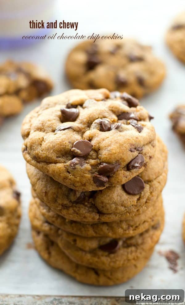 These classic chocolate chip cookies are seriously so thick and chewy you'd never guess that they're made healthy with coconut oil and contain NO butter!  @WholeHeavenly