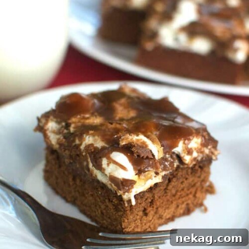 Homemade Rocky Road Brownies with chocolate frosting