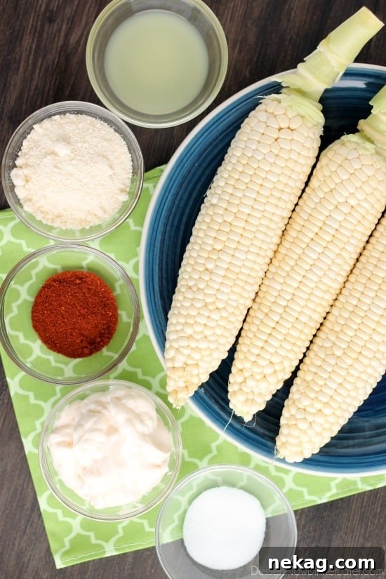 Mexican Corn on the Cob with vibrant mayo, chili, and cheese