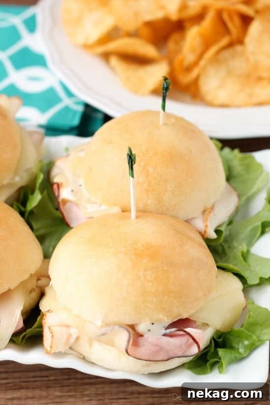Crispy Ham & Swiss Chicken Sliders 2 Cordon Bleu Sliders are made easy with deli meat, swiss cheese, honey dijon mayo, and freshly baked Rhodes® dinner roll slider buns!