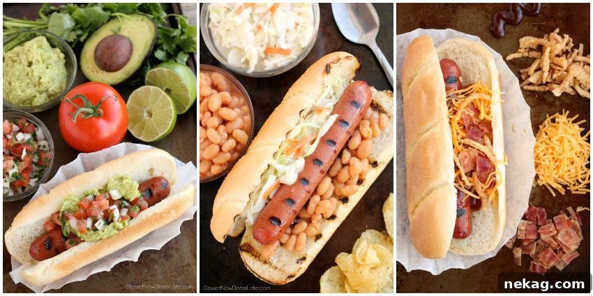 Elevate your next backyard gathering with gourmet hot dogs: Mexican, Southern, and Western-style, perfect for any grilling party.
