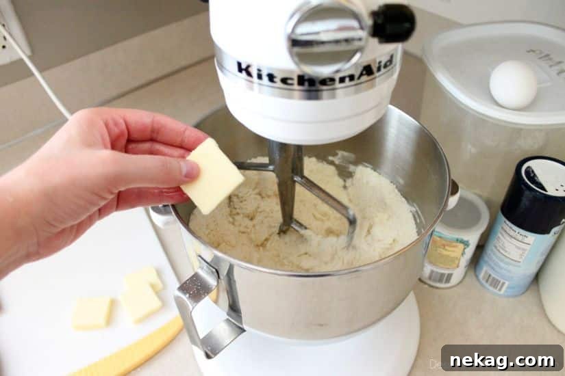 Decadent Chocolate Caramel Apple Crumble Squares 8 Crumb mixture forming in a stand mixer with a paddle attachment.