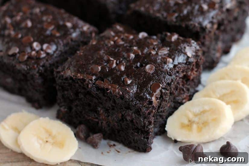 An overhead shot of a freshly baked Double Chocolate Banana Cake, rich and inviting.
