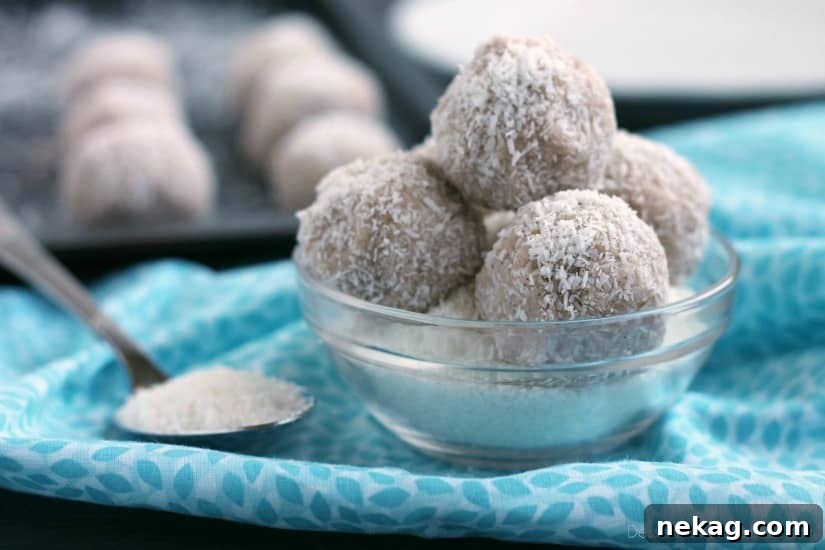 No-bake Coconut Snowballs are simple and delicious! The perfect healthy dessert to curb that sweet-tooth craving! Bonus: They're egg, dairy, and gluten free!
