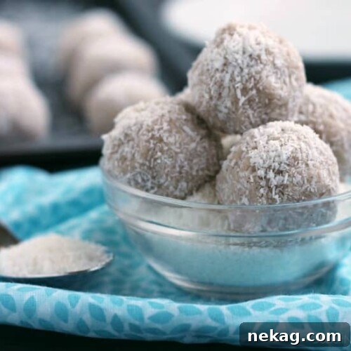 No-bake Coconut Snowballs are simple and delicious! The perfect healthy dessert to curb that sweet tooth craving! Bonus: They're egg, dairy, and gluten free!