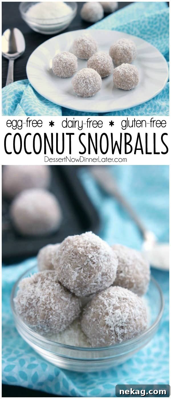 No-bake Coconut Snowballs are simple and delicious! The perfect healthy dessert to curb that sweet-tooth craving! Bonus: They’re egg, dairy, and gluten free!
