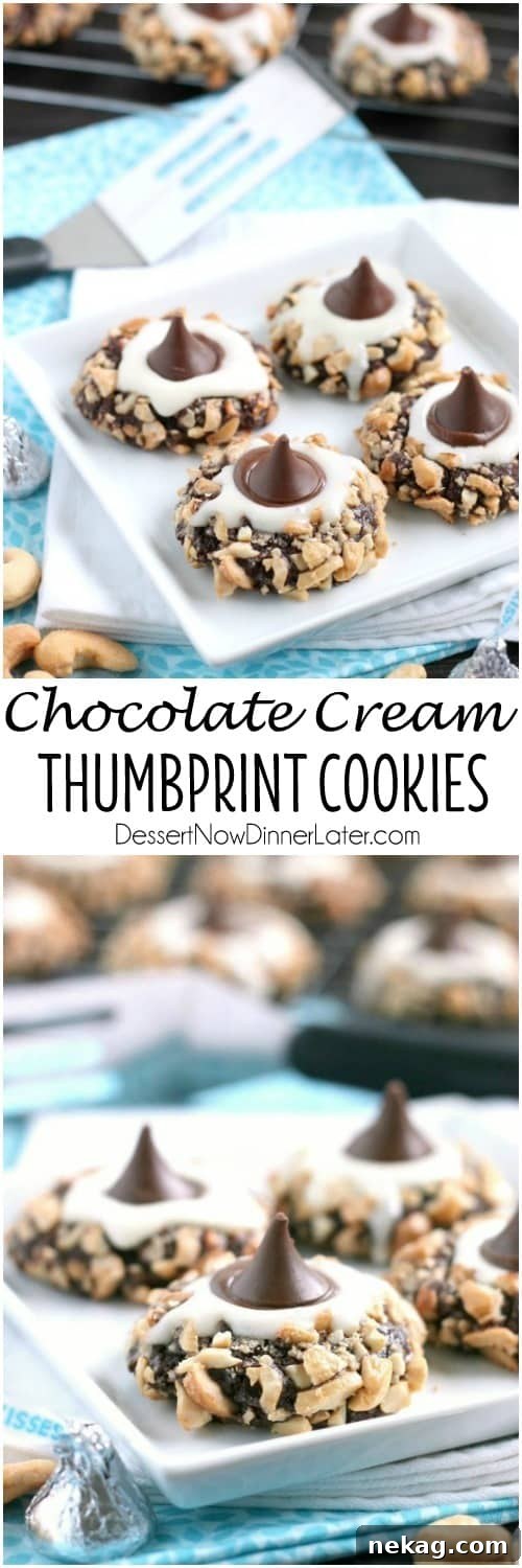 Creamy Chocolate Thumbprint Delights 7 A tray of freshly baked Chocolate Cream Thumbprint Cookies, glistening with melted chocolate.