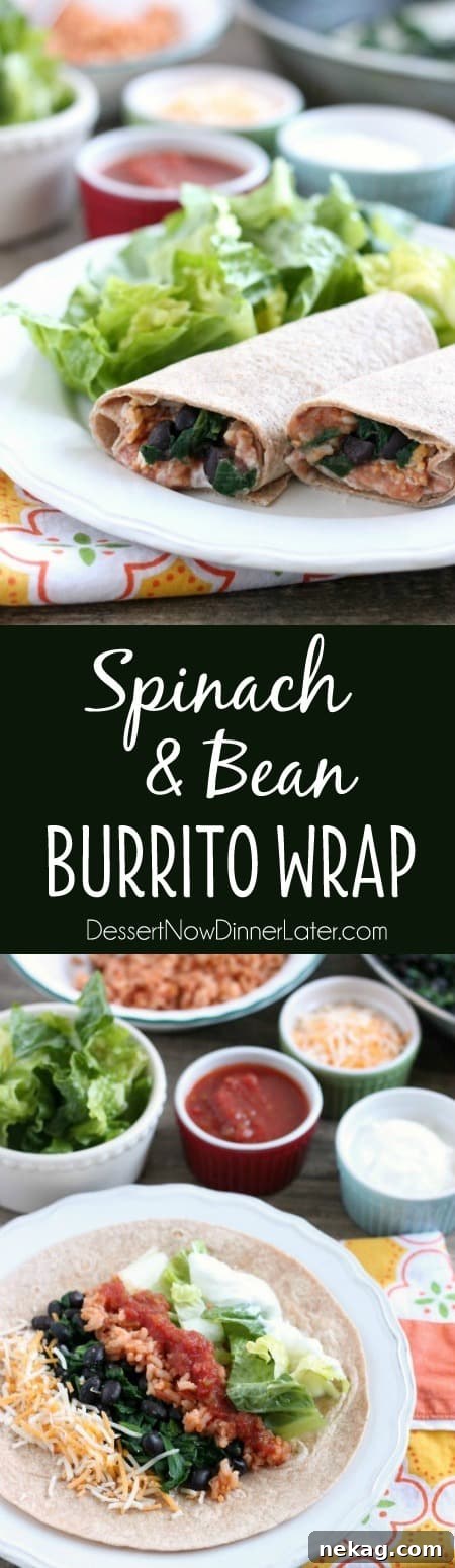 Hearty Spinach Bean Burrito 5 A final close-up of the delicious Spinach & Bean Burrito Wrap, emphasizing its appeal as a healthy, hearty meal.