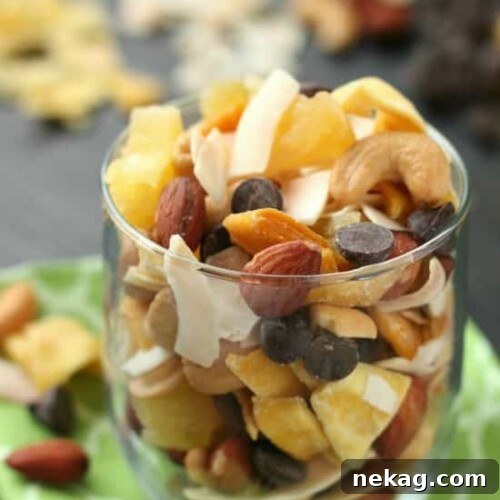 This Tropical Trail Mix is salty, sweet, and full of Sunsweet tropical flavors! A great on-the-go snack!
