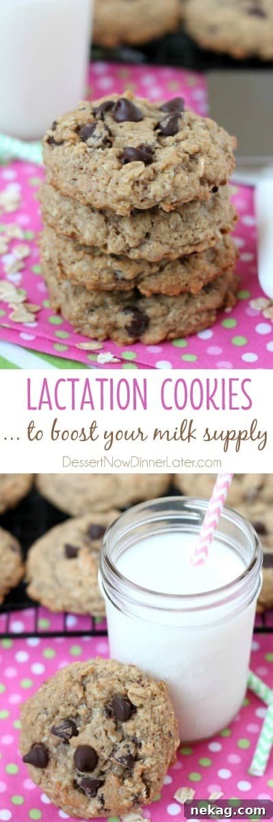 A tray of freshly baked lactation cookies cooling on a wire rack, with some stacked in the background.