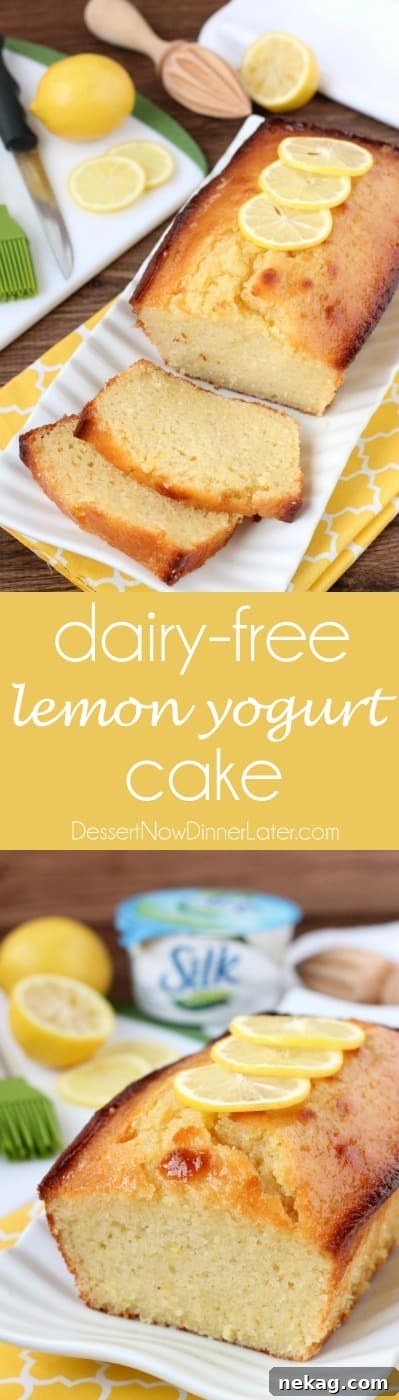 Dairy-Free Sunshine Lemon Yogurt Cake 10 Close-up of the final dairy-free lemon yogurt cake, garnished.