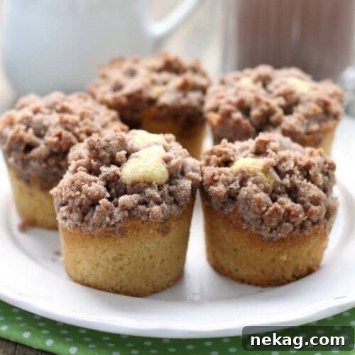 These coffee cake muffins have a moist, buttery yellow cake, and are topped with lots of crunchy, sweet cinnamon streusel.