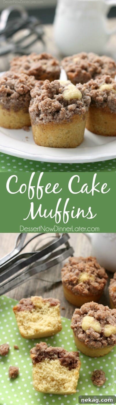 Bakery Style Cinnamon Streusel Muffins 7 These coffee cake muffins have a moist, buttery yellow cake, and are topped with lots of crunchy, sweet cinnamon streusel.
