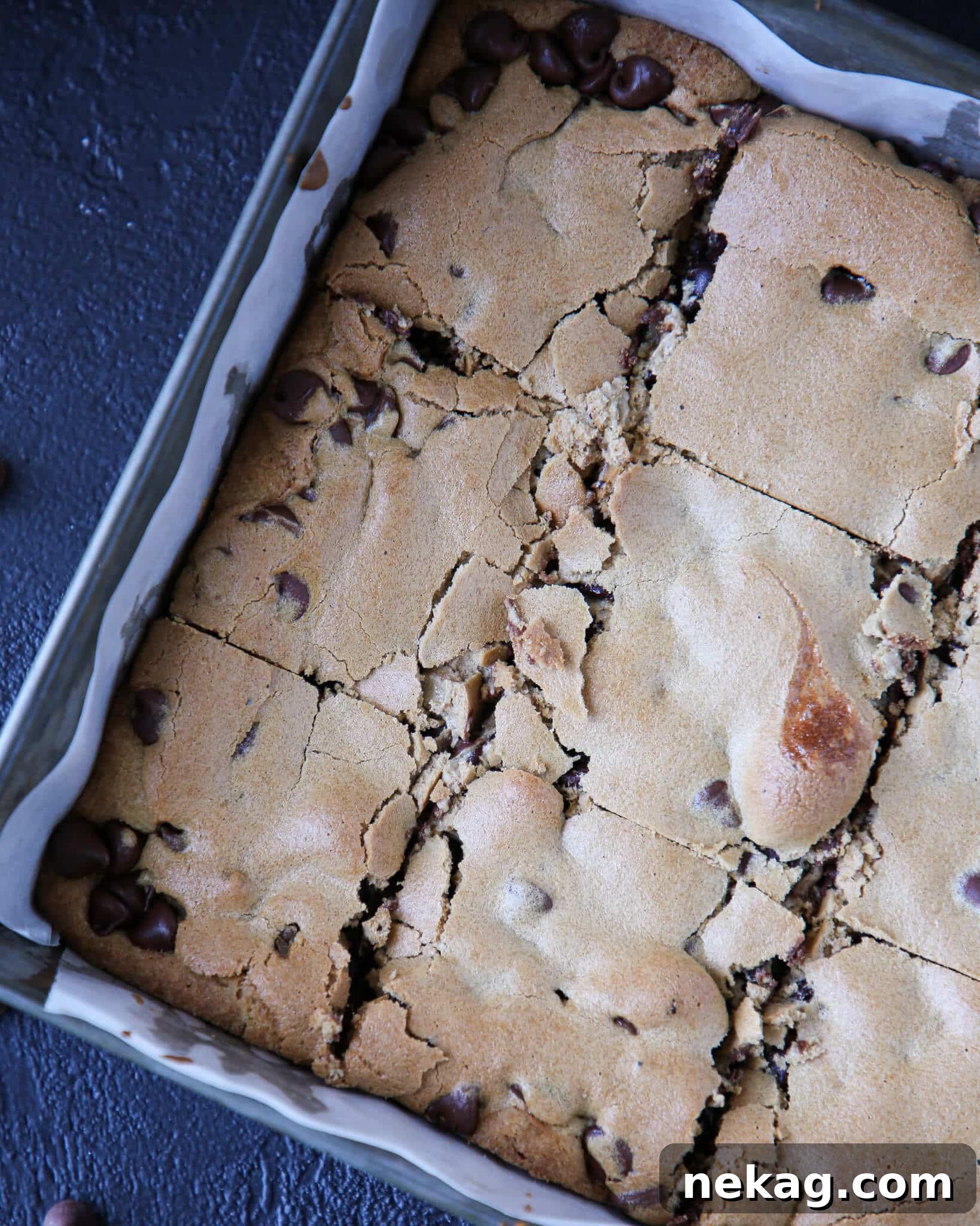 Close-up of Chocolate Halfway Bars with a perfectly cracked meringue top