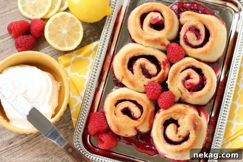 Zesty Raspberry Lemon Sweet Rolls 5 Sticky Raspberry Lemon Rolls are made easy with frozen dough and are topped with a sweet and citrusy lemon cream cheese frosting.