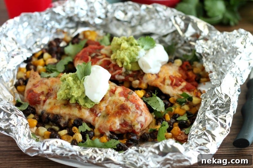 Delicious Southwestern Chicken Packets, freshly cooked and ready to serve with optional toppings.