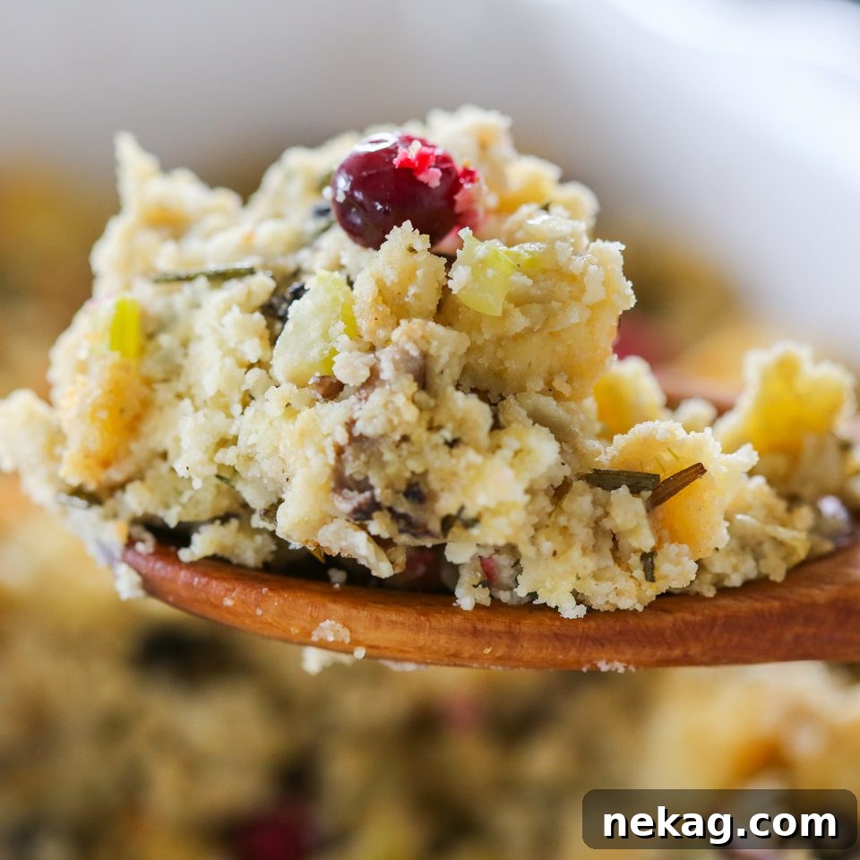Best Thanksgiving Side - Large serving of Mushroom Cornbread Stuffing