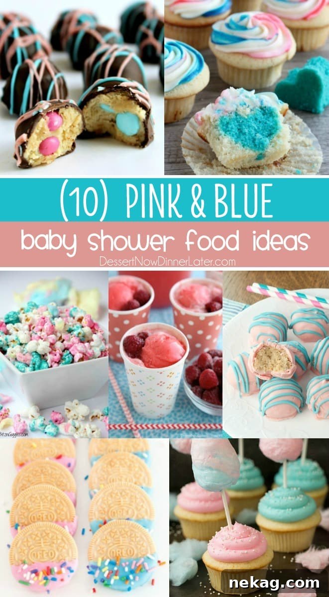 Your guests will "ooh" and "aah" over these tasty pink and blue baby shower food ideas! Perfect for a gender reveal party or adorable baby shower.