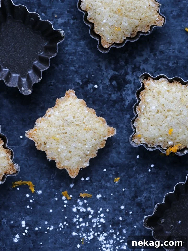 Close-up of Orange Financiers, showcasing their delicate texture