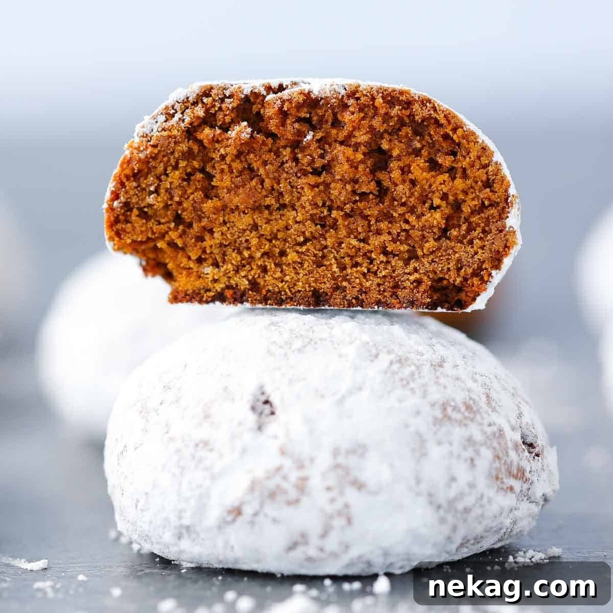 German Christmas Spice Cookies 11 Soft, tender cookie crumb detail of a Pfeffernusse cookie.