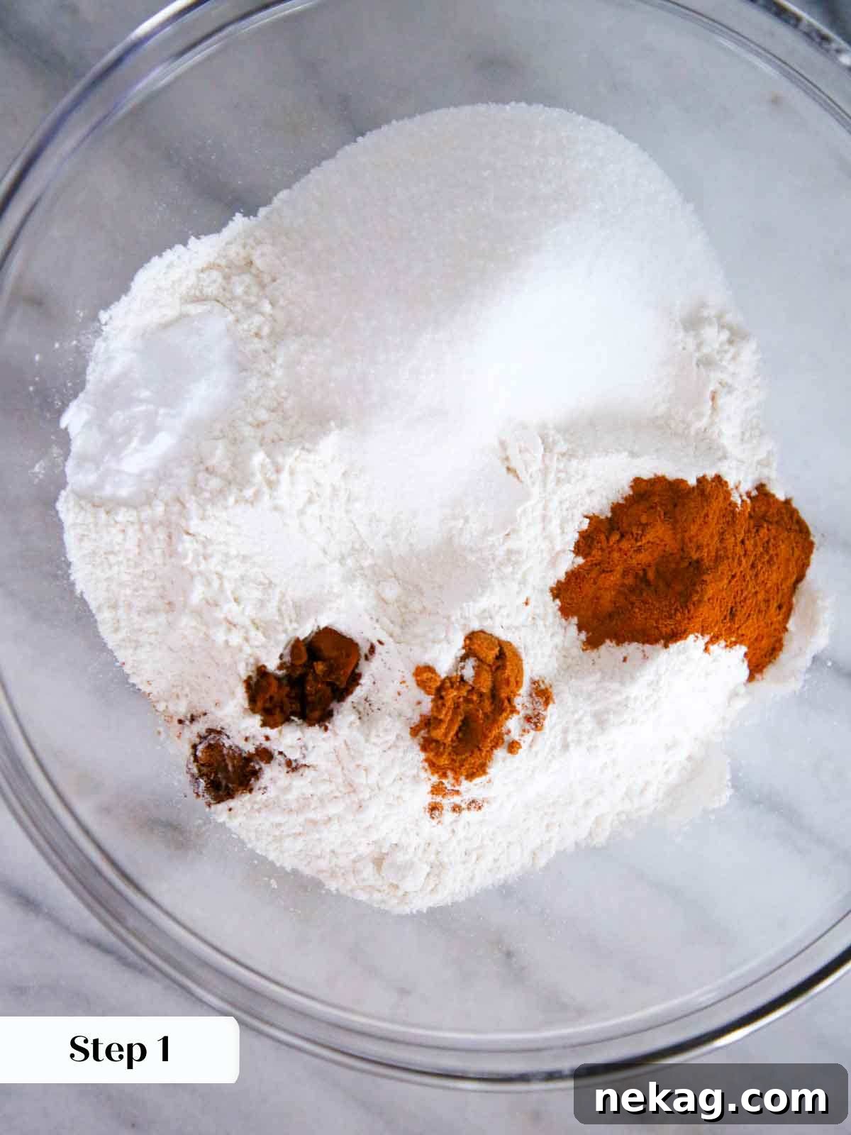 German Christmas Spice Cookies 5 Dry ingredients for Pfeffernusse in a bowl.