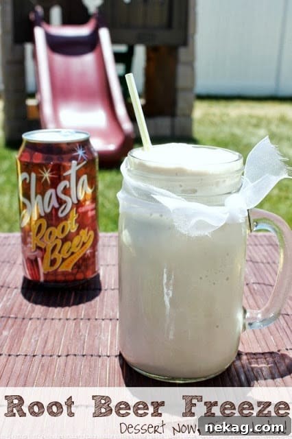 Creamy Root Beer Chill 8 A final, appealing shot of the Root Beer Freeze, ready to be enjoyed, emphasizing its delightful texture and presentation.