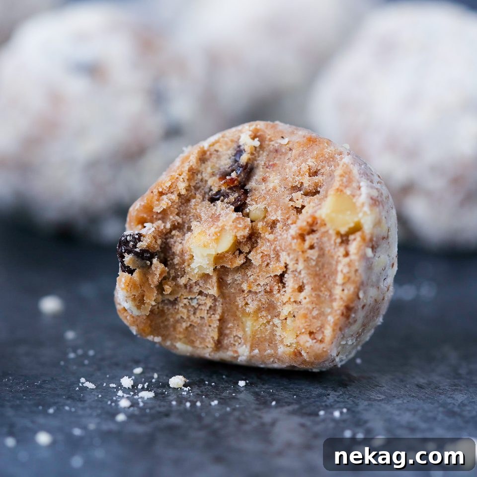 No-Bake Speculoos Rum Balls 2 No Bake Speculoos Rum Balls, perfectly coated in powdered sugar and walnuts, ready to be enjoyed during the holidays.