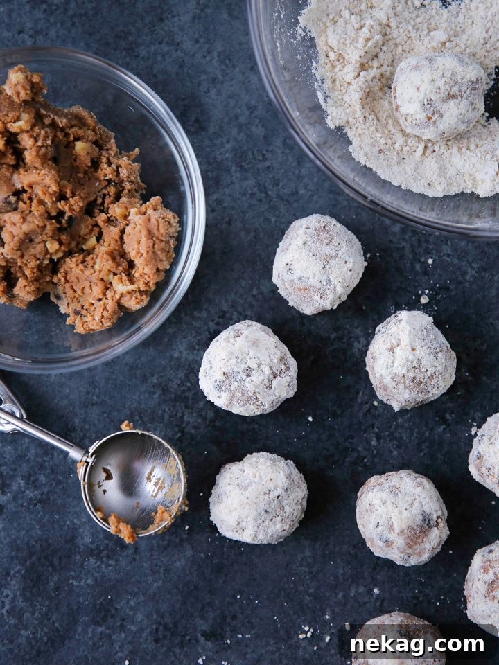 No-Bake Speculoos Rum Balls 3 Close-up of No Bake Speculoos Boozy Cookie Drops, showing their rich texture and perfect round shape.