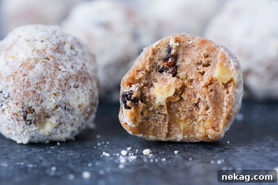 No-Bake Speculoos Rum Balls 4 A trio of No Bake Speculoos Boozy Cookie Drops, perfectly round and coated.
