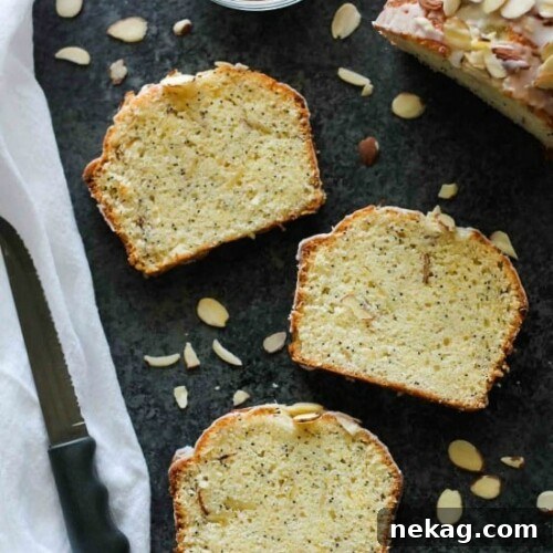 Golden Almond Poppy Seed Loaf 6 Delicious Almond Poppy Seed Bread, a perfect treat for breakfast or dessert.