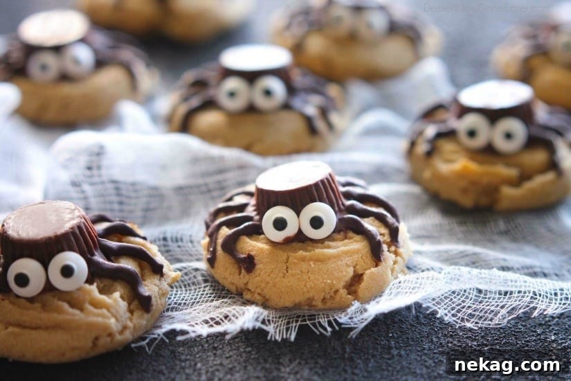 Spider cookies being decorated with chocolate legs